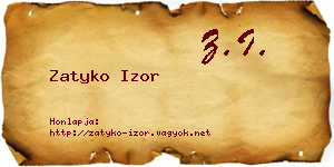 Zatyko Izor névjegykártya